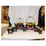 7 vintage hand painted ceramic clown/hobo face