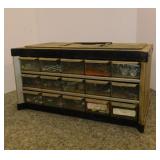 Plastic 15 drawer parts bin cabinet, 12' x 6' x