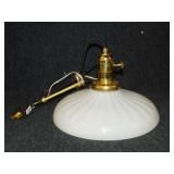 Art Deco style moonstone glass pendant light, 9'