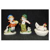 Vintage ceramic hen on nest, 3' tall - 2 Occupied