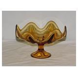 1968 Viking Epic amber glass 6 petal compote,