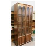 Mid Century Keller lighted walnut hutch cabinet,