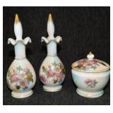 2 vintage Japanese porcelain perfume bottles and