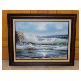 Signed seascape oil painting on canvas by