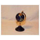 Polished lapis and gemstone world globe, 4' tall-