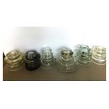6 large Hemingray clear glass insulators