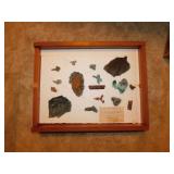 Raw native pure copper collection in display