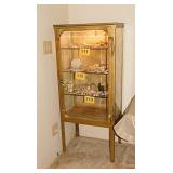 Antique cast iron & beveled glass lighted medical