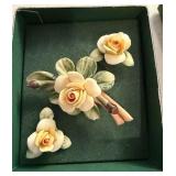 Lovely Capodimonte Italy bisque jewelry set by