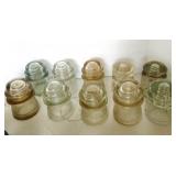 10 clear glass insulators