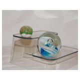 2 blown glass paperweights, 2.5' tall