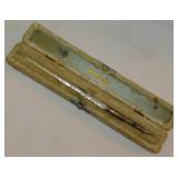 Antique pearl handled dip pen in velvet box -