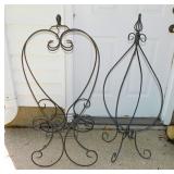 2 wrought iron patio porch hanging basket stands,