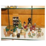 30+ miniature blown glass, pewter & porcelain