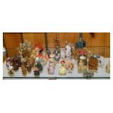 55 miniature pewter, wood & porcelain figurines,