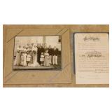 1938 marriage license & wedding party photo -