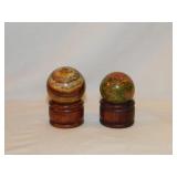 Polished chocolate banded onyx & unakite orb