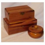 3 small cedar boxes including Turkey Run State