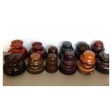12 brown porcelain insulators