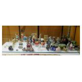 60 miniature blown glass, pewter, wood &