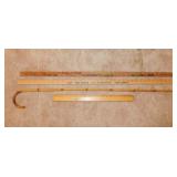 2 wooden advertising yardsticks - Bamboo cane -
