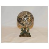 Polished money agate orb sphere, 3.75' diam. -