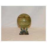 Polished green banded jasper orb sphere, 3.75'