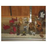 35+ miniature wood & metal figurines,