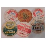 Vintage cardboard dairy bottle caps - WWII