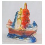 Vintage chalkware sailing clipper ship doorstop,