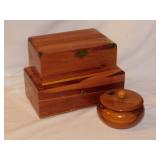 3 small cedar boxes including Turkey Run State