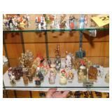 55 miniature pewter, wood & porcelain figurines,
