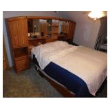 Oak King size headboard bed frame w/ 2 Sealey