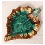Mid Century glazed ceramic leaf platter, 17.5'