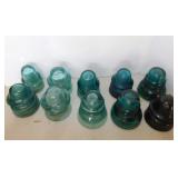 10 aqua glass insulators