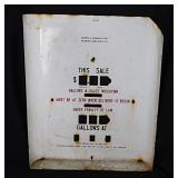 1950s porcelain gas station pump face plate sign,