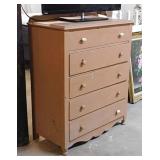 Antique oak 5 drawer chest, painted,
