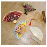 5 Asian folding hand fans