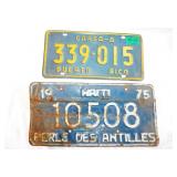 2 vintage embossed metal foreign license plates