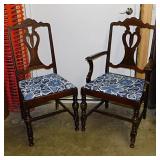 2 antique mahogany Chippendale dining chairs with