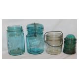 Vintage Hemingray no. 12 aqua glass insulator -
