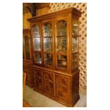 Lighted china hutch cabinet w/ glass shelves,