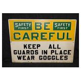 Vintage metal safety warning sign, 20" x 14"