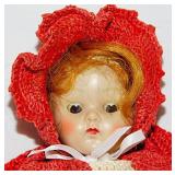 Vintage sleep eye doll w/ hand crocheted clothing