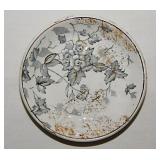 Gilded transferware floral butter pat, unmarked