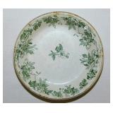 Transferware green floral butter pat, unmarked