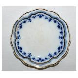 Gilded flow blue porcelain butter pat