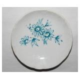 Teal Daisies floral transferware butter pat,