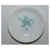 Teal floral porcelain butter pat, unmarked