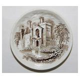 Castle scene brown transferware ironstone